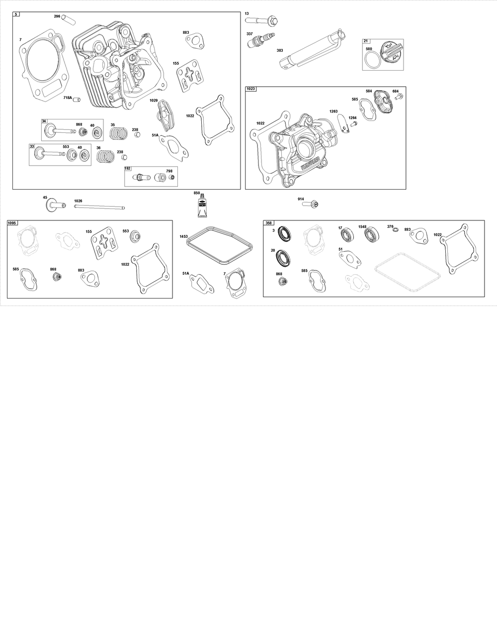 Cylinder Head Group Diagram and Parts List for 10V336-0034-H7 100000 - 19Z999 Briggs and Stratton Engine